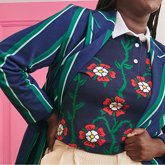 💫HP‼️💫 NWOT ROWING BLAZERS x Target Rose Print Rugby Shirt, Nvy/Red/Grn/Wht, XXS - Picture 7 of 7